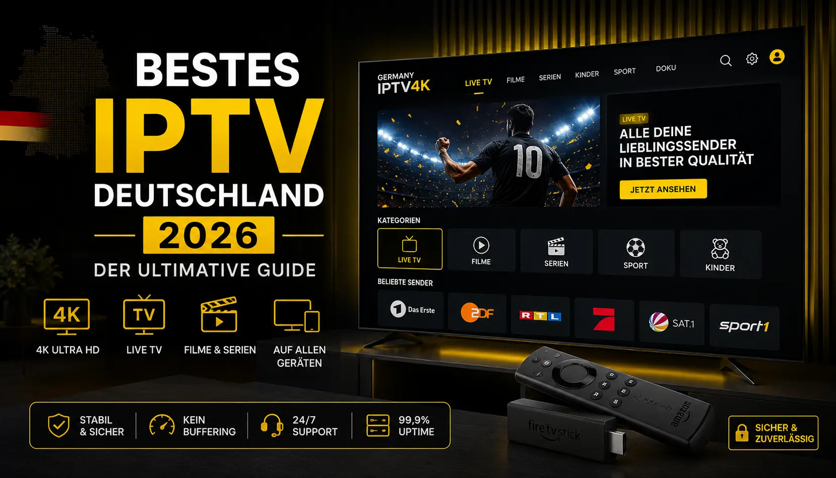 Bestes IPTV Deutschland 2026 – Streaming auf Smart TV und Fire TV Stick