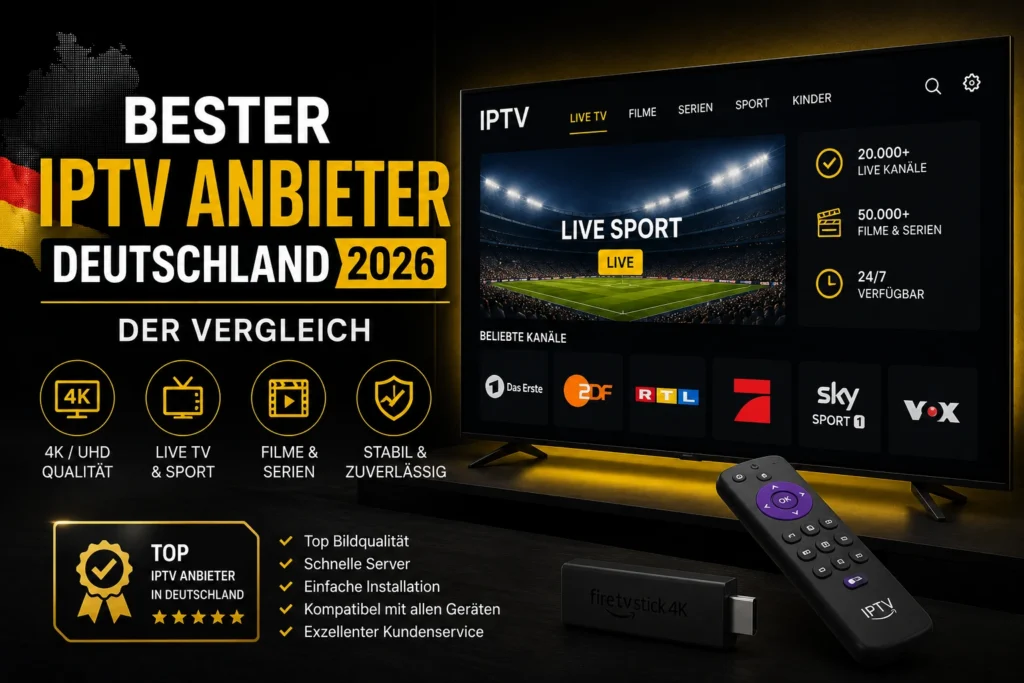 Bester IPTV Anbieter Deutschland 2026 – Vergleich der besten IPTV Services für Smart TV und Fire TV Stick