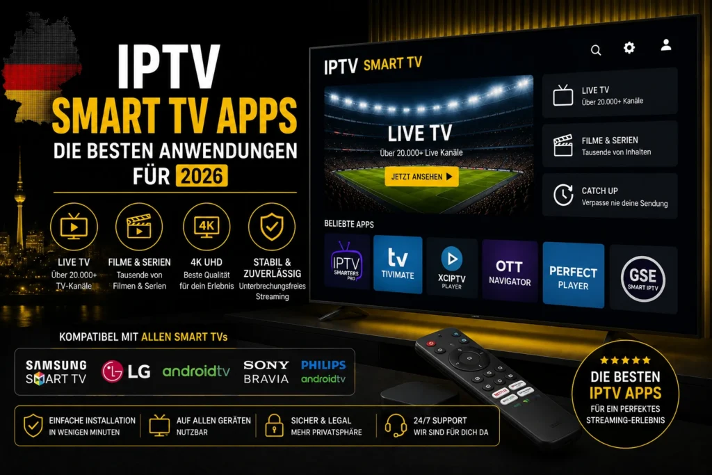 IPTV Smart TV Apps 2026 – Beste Anwendungen für Samsung, LG und Android TV